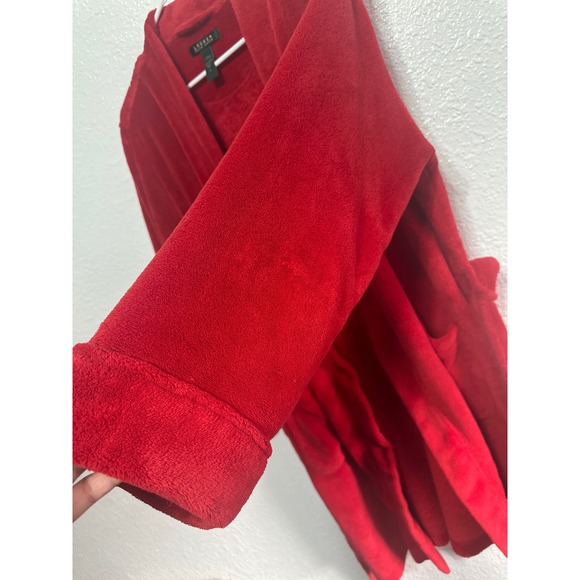 Lauren Ralph Lauren Red Bathrobe Tie Waist Embroidered RL Logo Size L - Picture 6 of 8